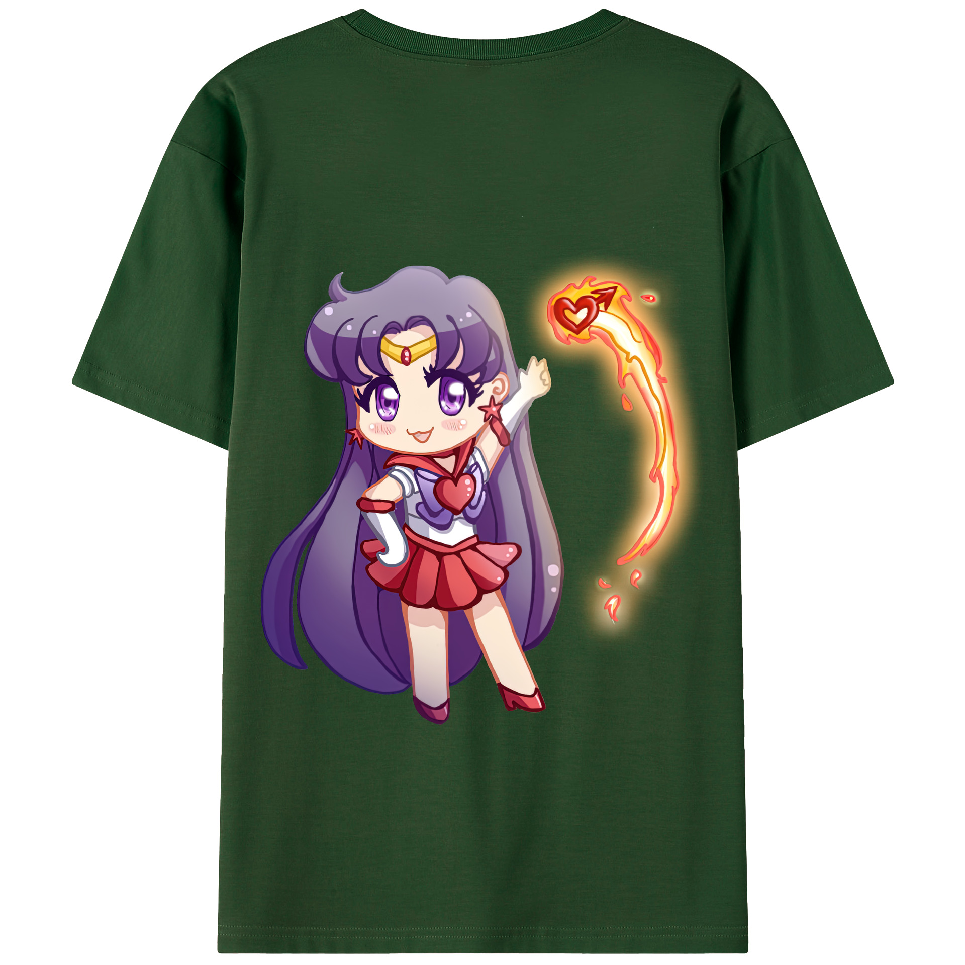 （画像用） 美少女戦士セーラームーン 火野レイ ひの レイ Sailor Moon Hino Rei （セーラーマーズ,Sailor Mars） 綿100％半袖Tシャツ（背面プリント）